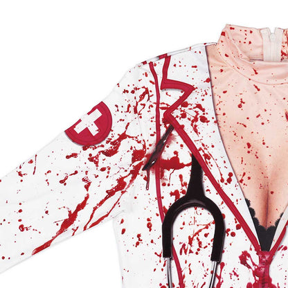 Nurse Zombie Halloween Costume Cosplay Spooky Horror Goth Clothes