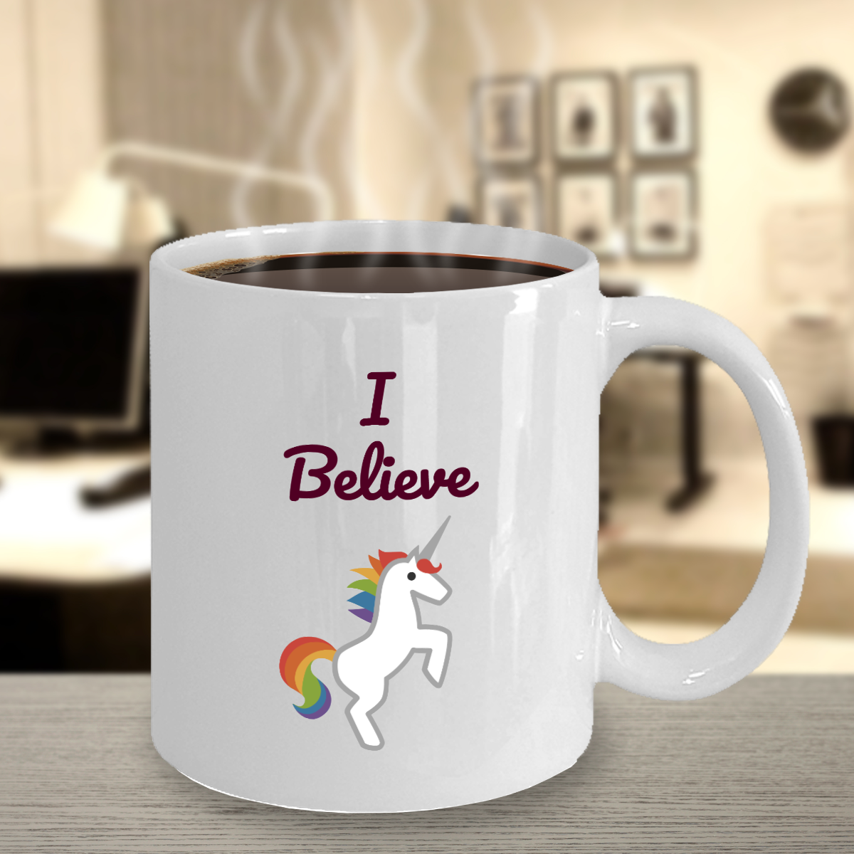 I Believe/Unicorn Novelty Coffee Mug/Fun Mug/Custom Printed/Fantasy Coffee Cup