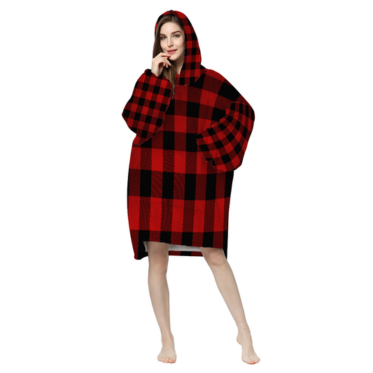Adults' Hooded Lounger  All Over Print Pullover Long Hoodie Pajamas