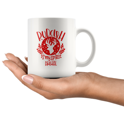 Christmas Coffee Mug Rudolph is my Spirit Animal Christmas Gift Custom Mug