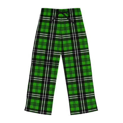 Women's Green Check Pajama Pants, Cute Lounge Pants Holiday Pajamas(AOP)