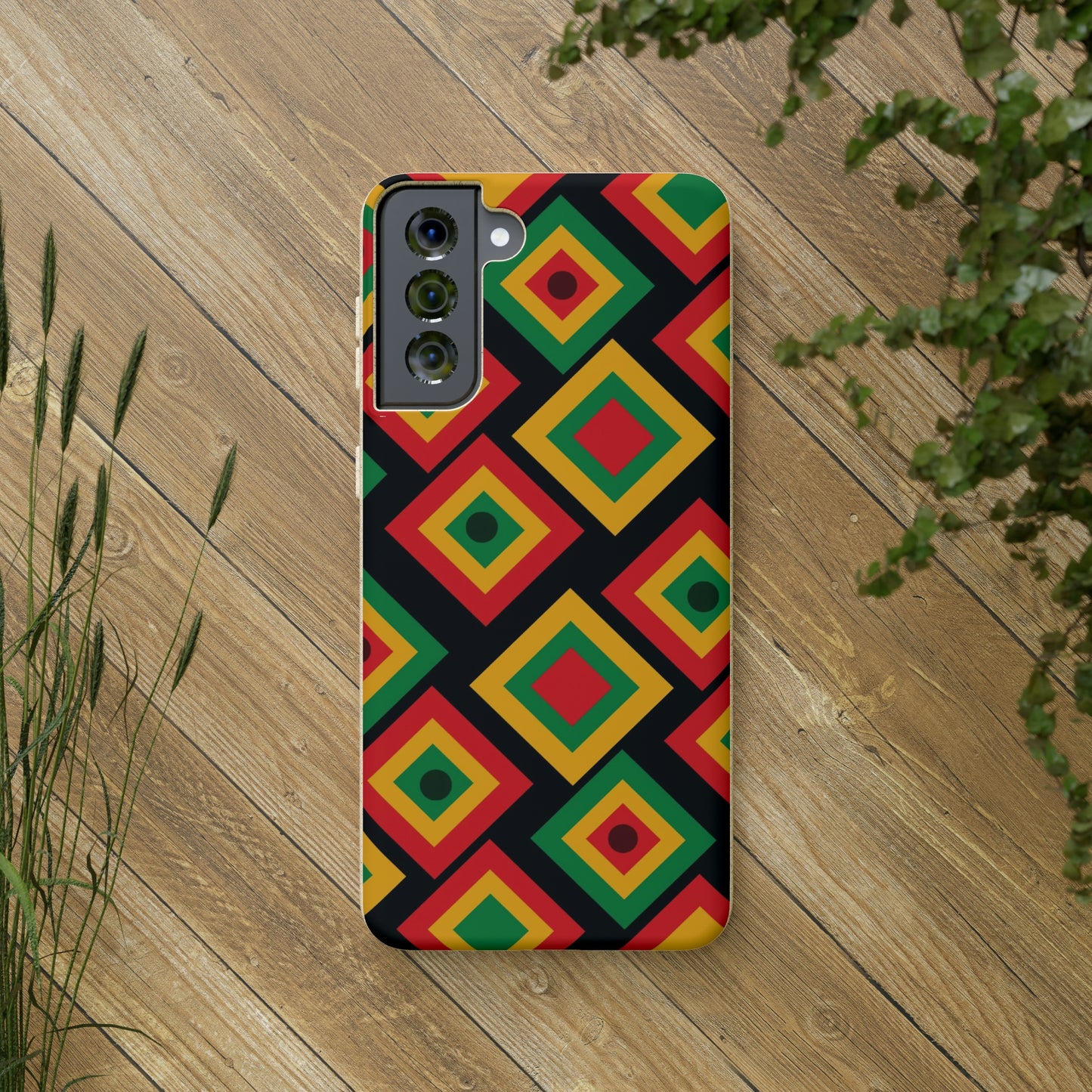 afro print biodegradable phone case