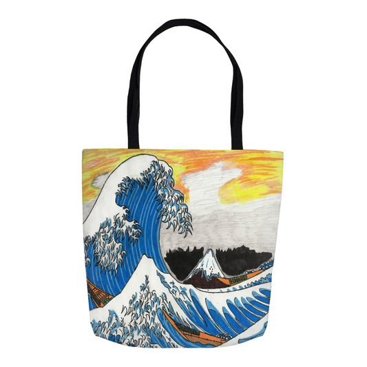 Wave Canvas Tote Bag Japan Art Shoulder Bag Beach Tote Travel Bag
