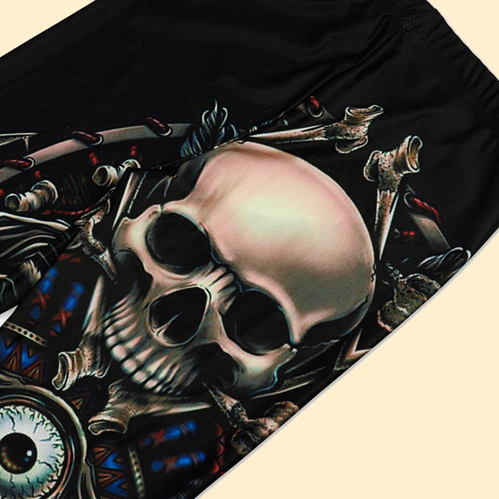 Women's Halloween High-Waisted Skeleton Head Leggings