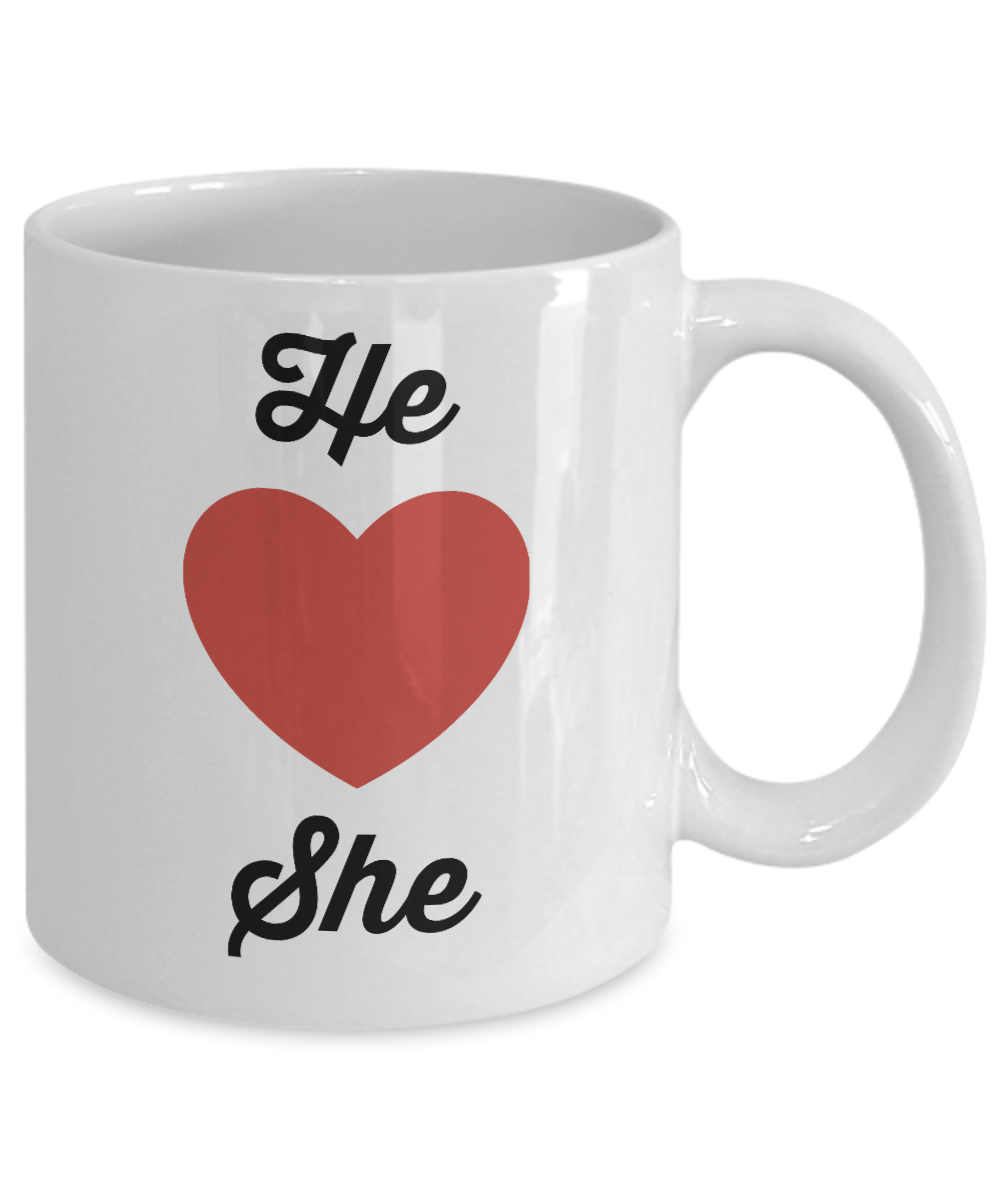 Novelty Coffee Mug-He Loves She-Gift Tea Cup Couples Valentines Anniversary Anytime Mug With Sayings