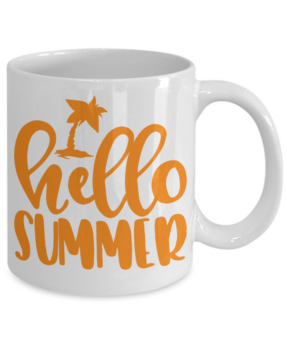 Funny Coffee Mug Hello summer novelty tea cup gift seasonal vacation drinkware