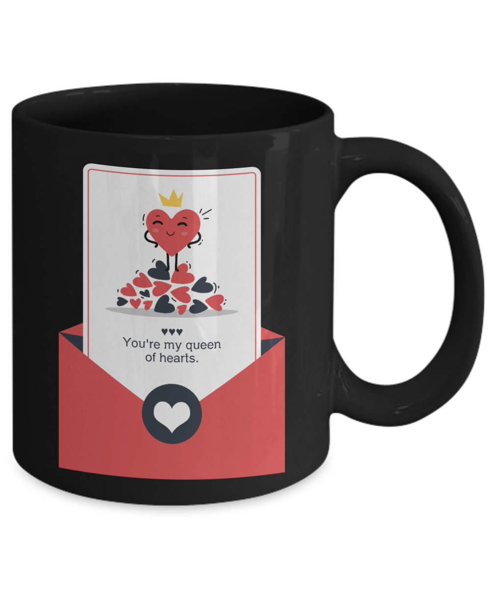 You're My Queen Of Hearts Black Coffee Mug For Wife Girlfriend