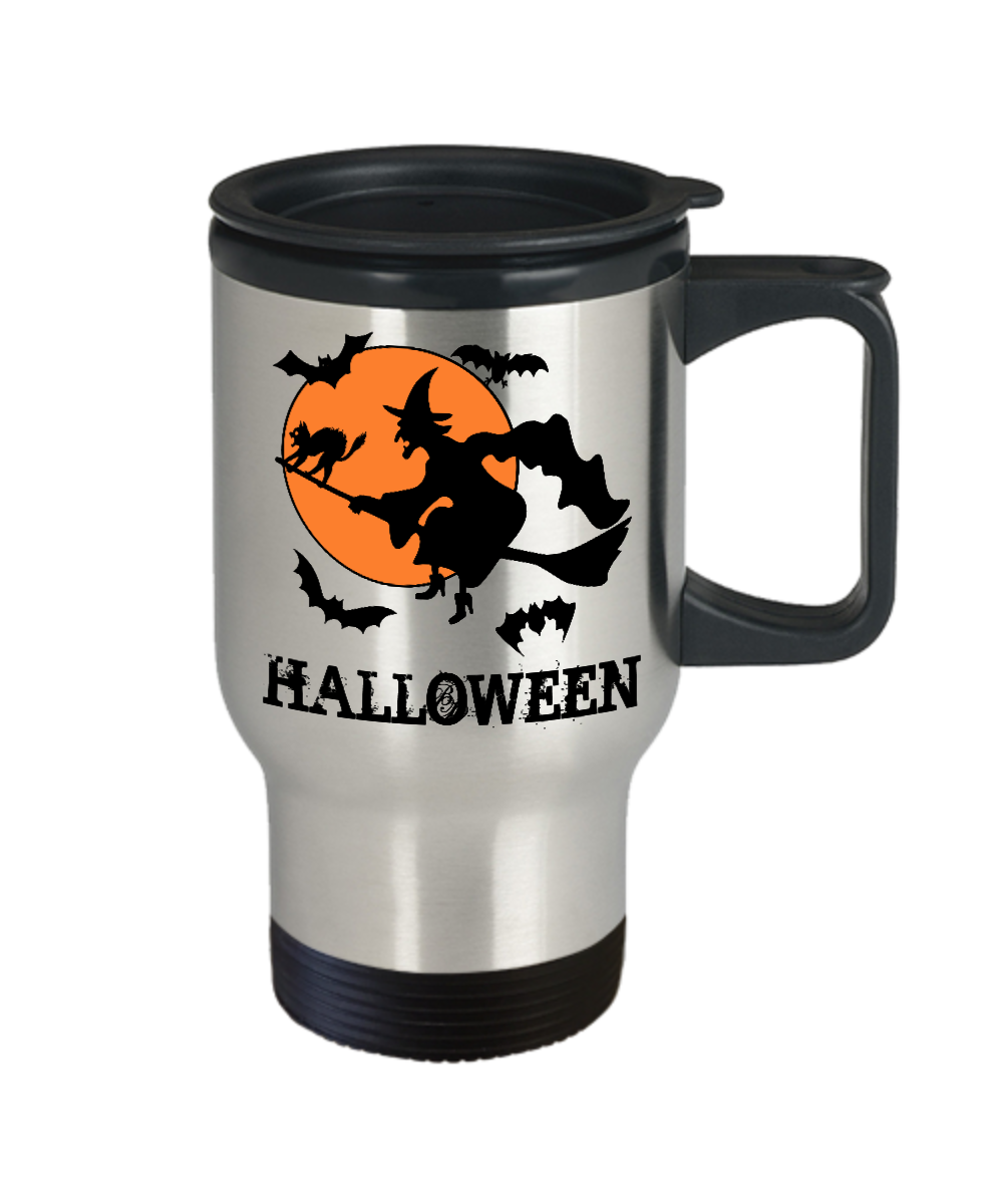 Halloween- Witch- Travel Coffee Mug-Stainless Steel-Fall Home Decor-Goth-Funny Gift Men Women