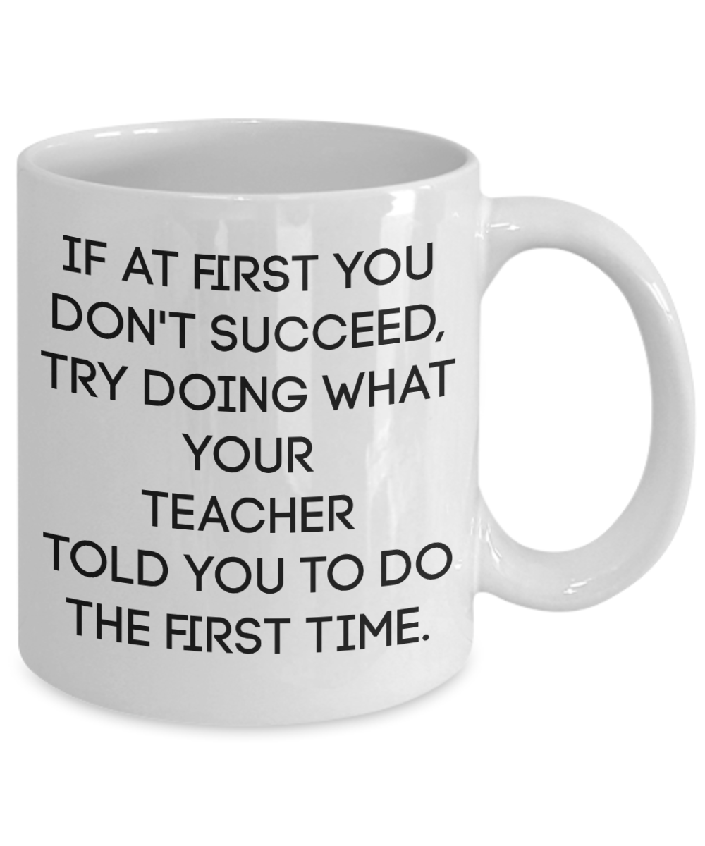 Teacher Gifts Coffee Mug Funny If At First You Don't Succeed..Teacher Mug