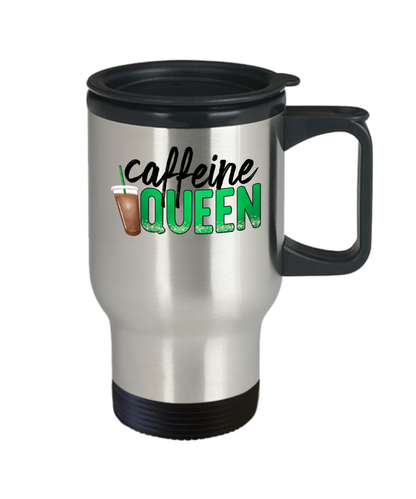 Caffeine Queen Funny Travel Coffee Mug Cup Women Insulated