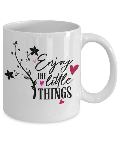 Coffee mug Enjoy the little things tea cup gift motivational novelty mugs with sayings for men women
