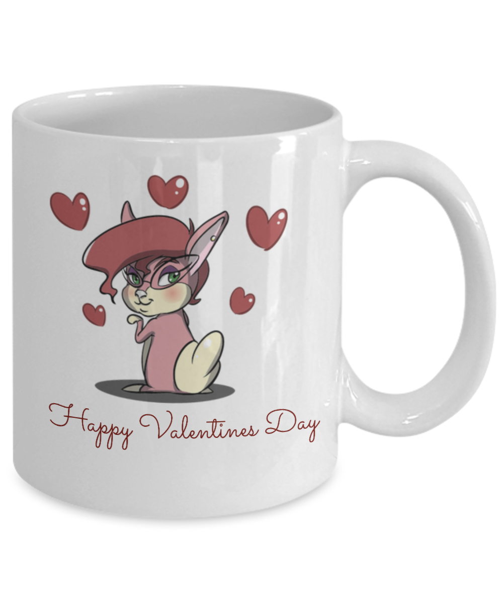 Valentine Coffee Mug-Funny Bunny-Tea Cup Gift Couples