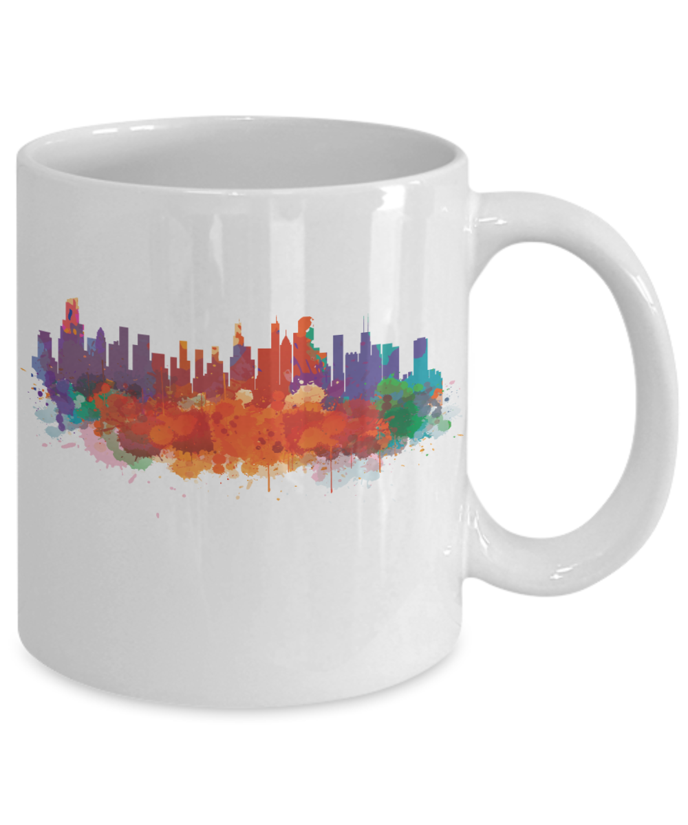 Chicago skyline watercolor coffee mug tea cup gift novelty  11 oz men women ceramic