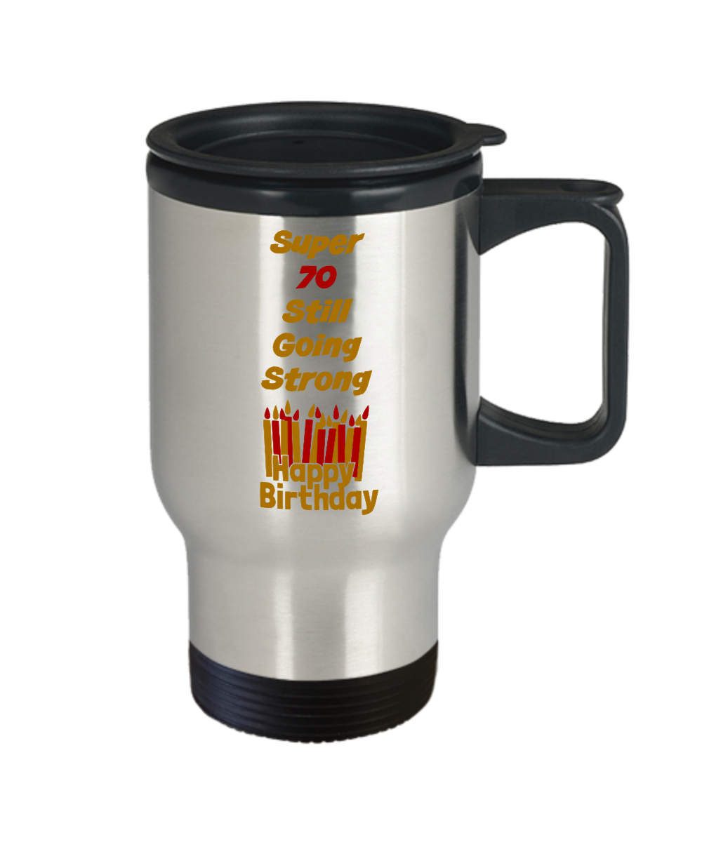 70th Birthday Travel Coffee Mug Gift, Insulated Stainless Steel Cup
