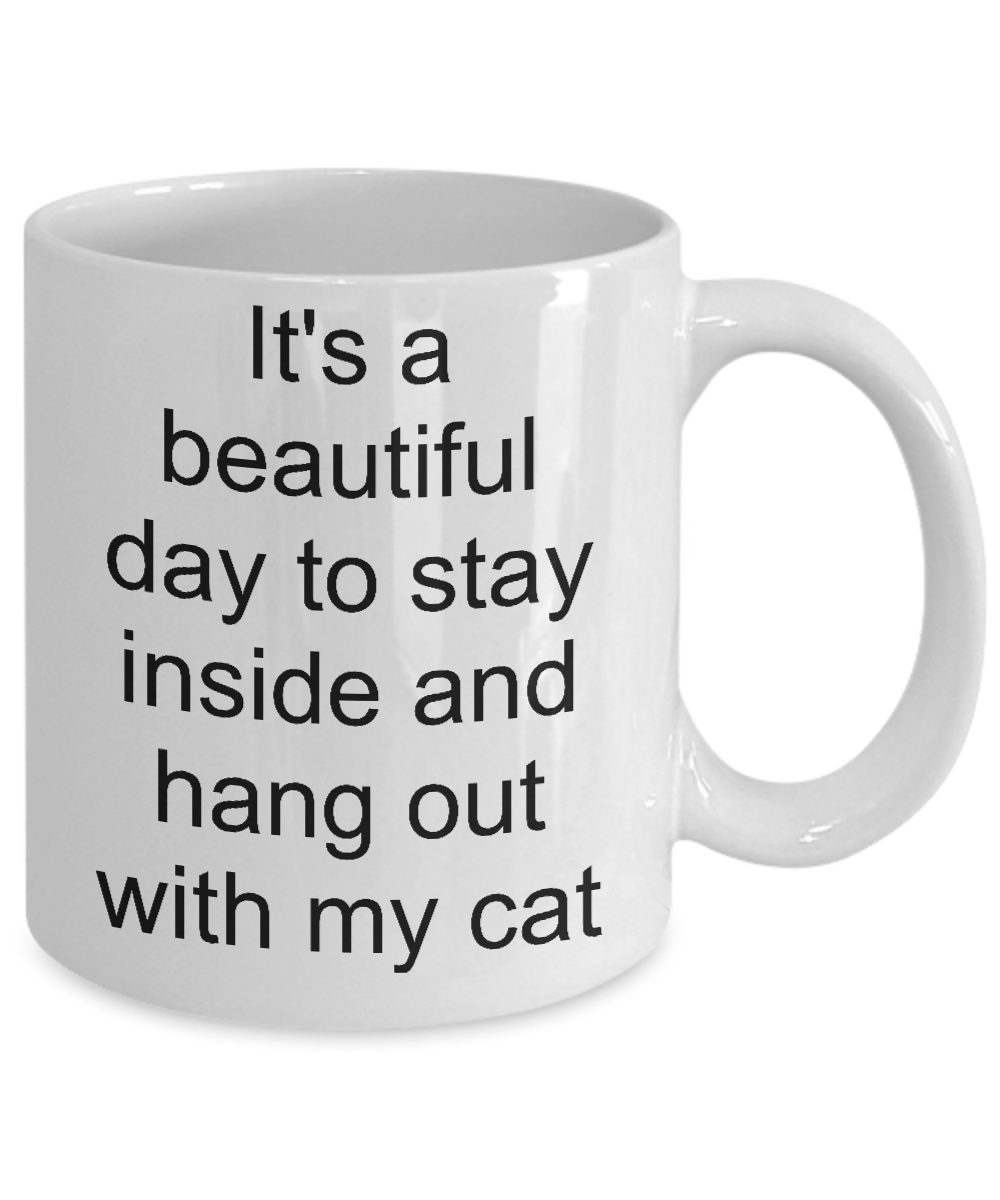 Funny cat mug-It's a beautiful day to stay inside hang out with my cat-owners-lovers-cat lady
