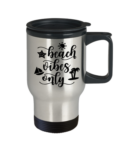 Funny travel coffee mug beach vibes only novelty tea cup gift summer men women custom