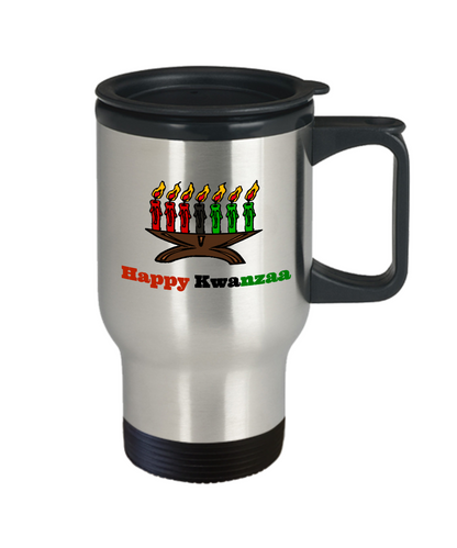 Novelty Travel Coffee Mug/Happy Kwanzaa/Travel Coffee Cup Gift Custom Celebration African American