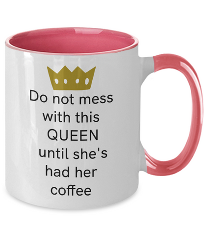 Queen Coffee Mug Funny Mug for Mom Women Two Tone Cute