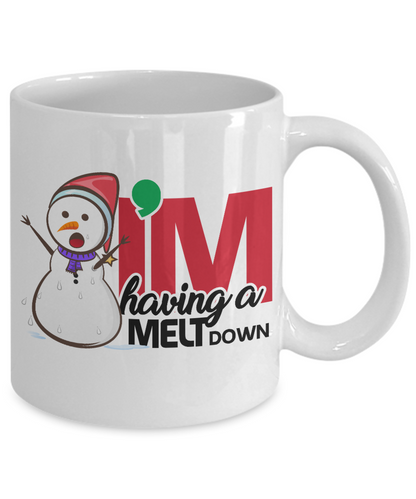 Funny Christmas Mugs/I'M Having A Melt Down/Snowman Novelty Mug/Gifts For Friends Family