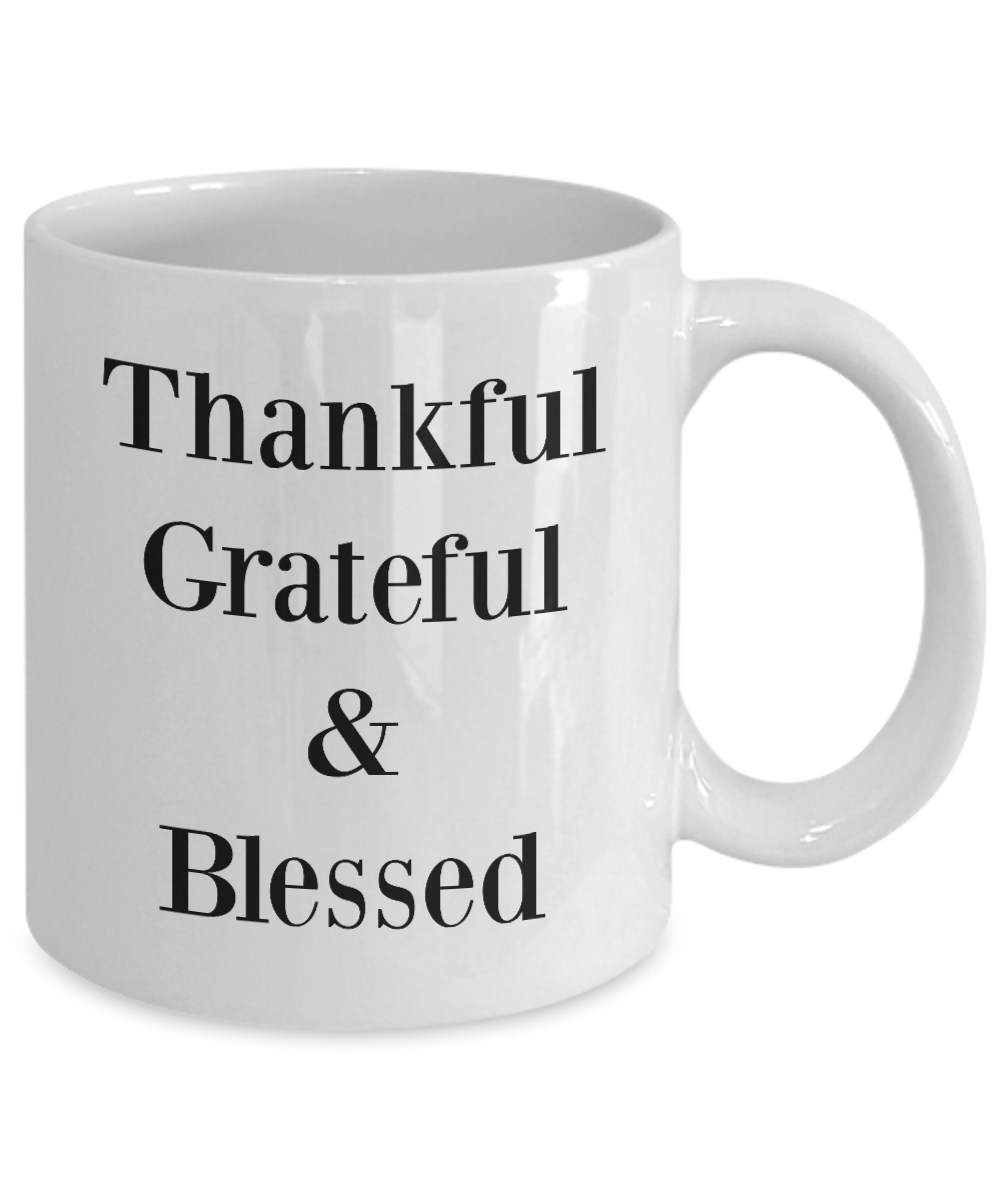 Novelty Coffee Mug-Thankful Grateful & Blessed-Inspirational Motivational Tea Cup Gift Women