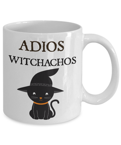 Adios Witchachos Black Cat Funny Mug Sayings, Ceramic 11 oz