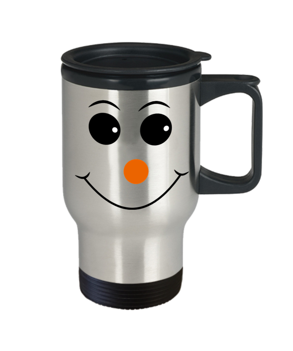 Novelty Travel Coffee Mug/Snowman Face/Travel Coffee Cup/Funny Travel Coffee Cup/Winter Holiday Mug