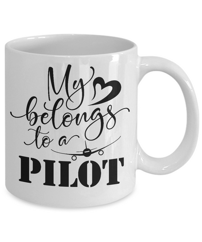 My heart belongs to a pilot funny coffee mug tea cup gift novelty