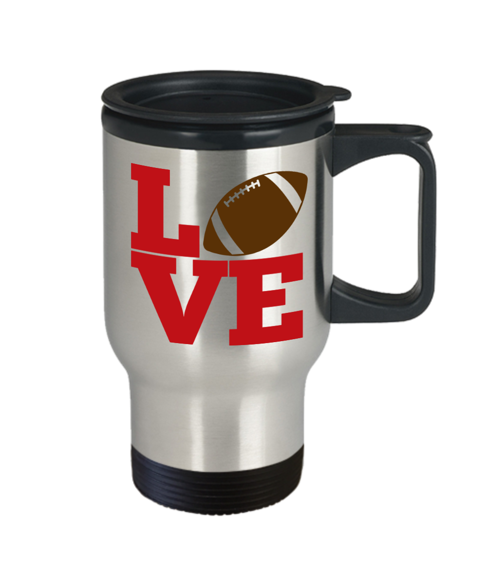 Love football travel Coffee mug sports player fan lover novelty gift for her birthday stainless steel