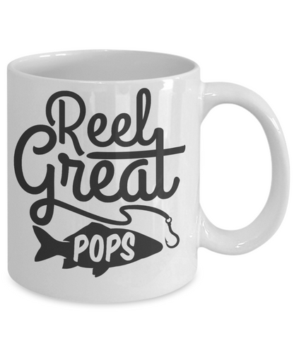 Fishing mug- reel great pops- men gift-coffee mug- tea cup-mug with sayings-dads-grandpa