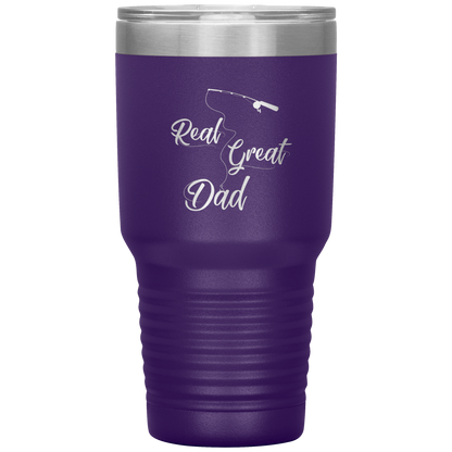 Fishing Tumbler Cup for Dad, Real Great Dad Tumbler Gift for Papa Dad Daddy Grandpa Father's Day Gift