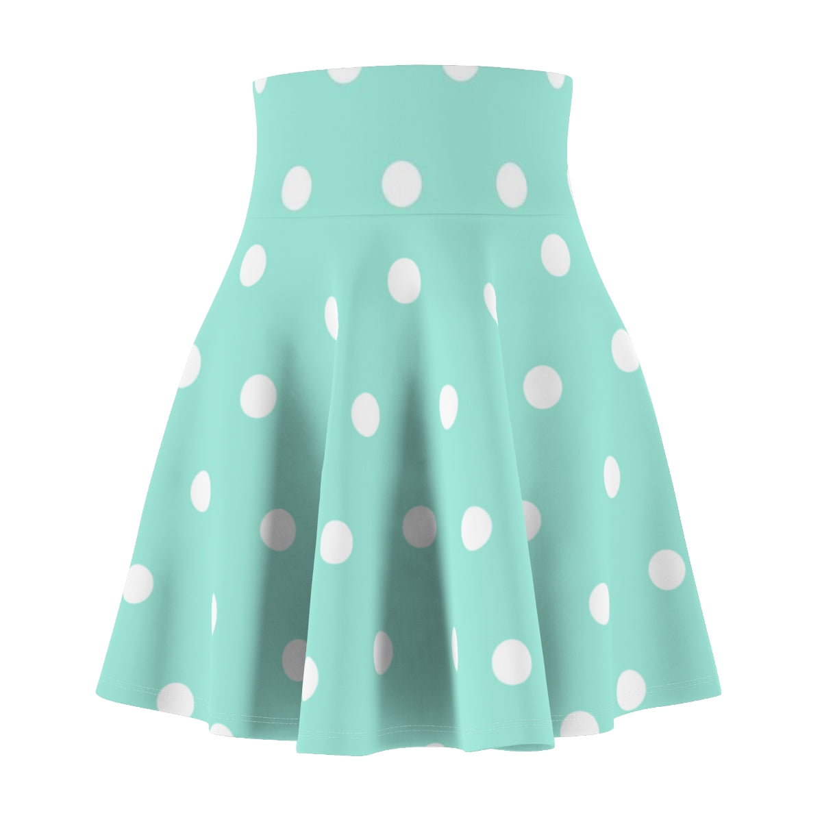 Women's Skater Skirt Green Polka Dot Print, Cute High Waist Skirt, Full Circle A Line Skirt