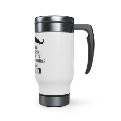 Funny Witch Travel Mug with Handle, Witchy Halloween Tumbler  Cup, Goth, Sublimation Stainless Steel Thermal Mug