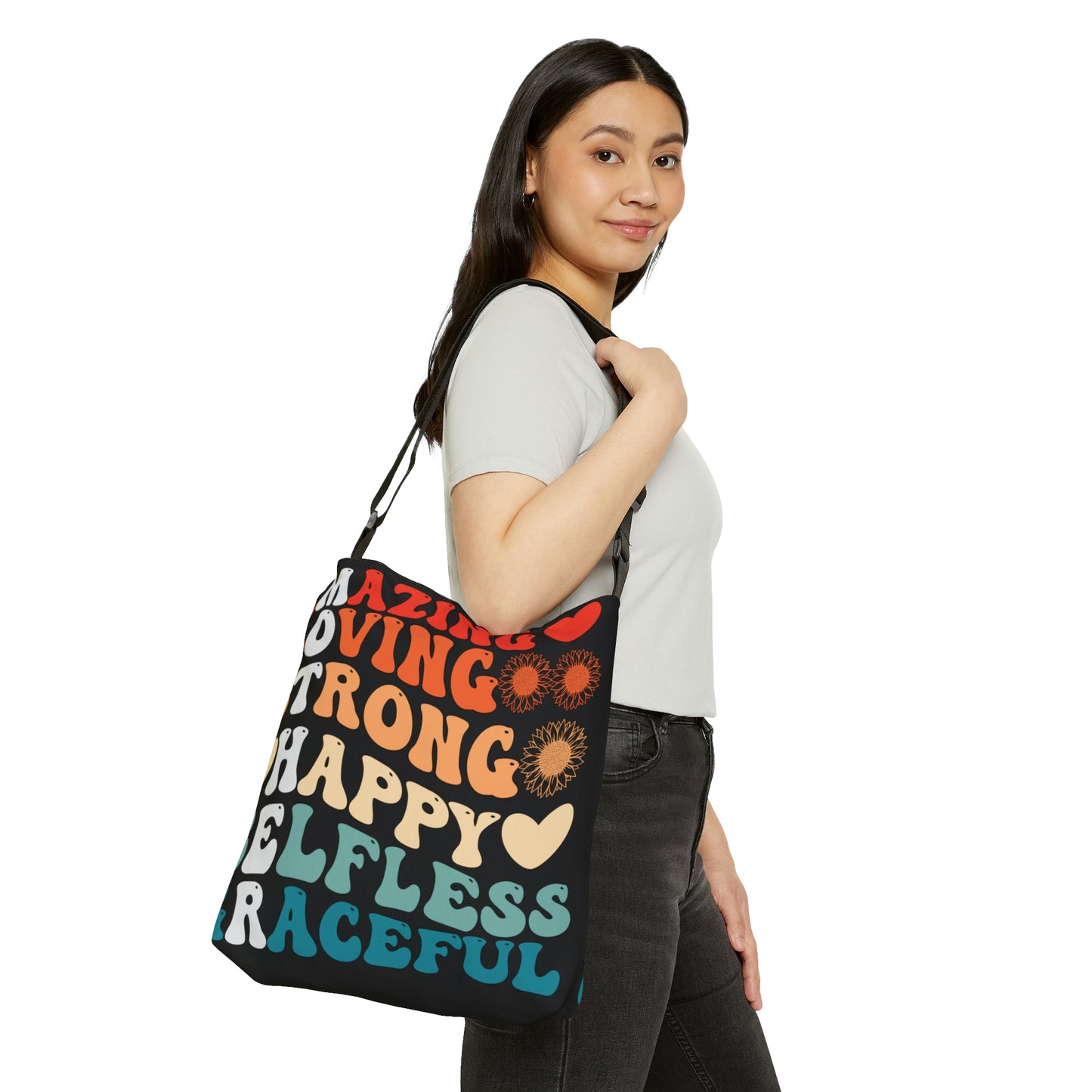 Mother's Definition Tote Bag, Mother's Day Gift, Adjustable Zippered Tote Bag With Pockets, Weekend Overnight Canvas Bag