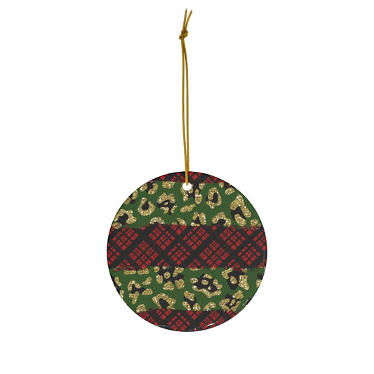 Animal Print Christmas Tree Ornament, Xmas Tree Decoration, Cute Unique Ceramic Ornament, 2 Shapes
