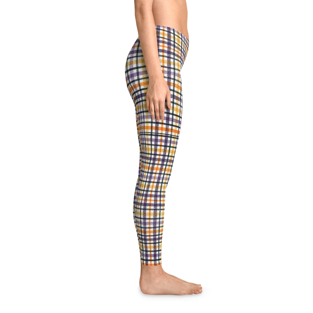 Ladies Trendy Plaid Check Stretchy Leggings Yoga Gym Streetwear