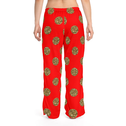 Women's Red Christmas Pajama Pants Loungewear, Cute Lounge Pants Holiday (AOP)