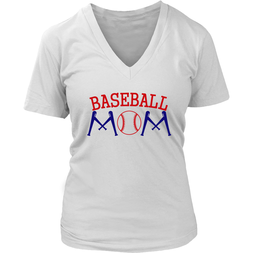 Baseball Mom T Shirt V-Neck Gift for Mom Women Custom Graphic T shirt