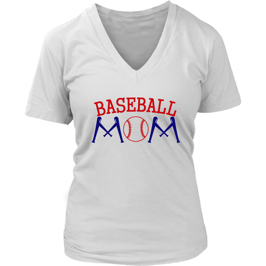 Baseball Mom T Shirt V-Neck Gift for Mom Women Custom Graphic T shirt