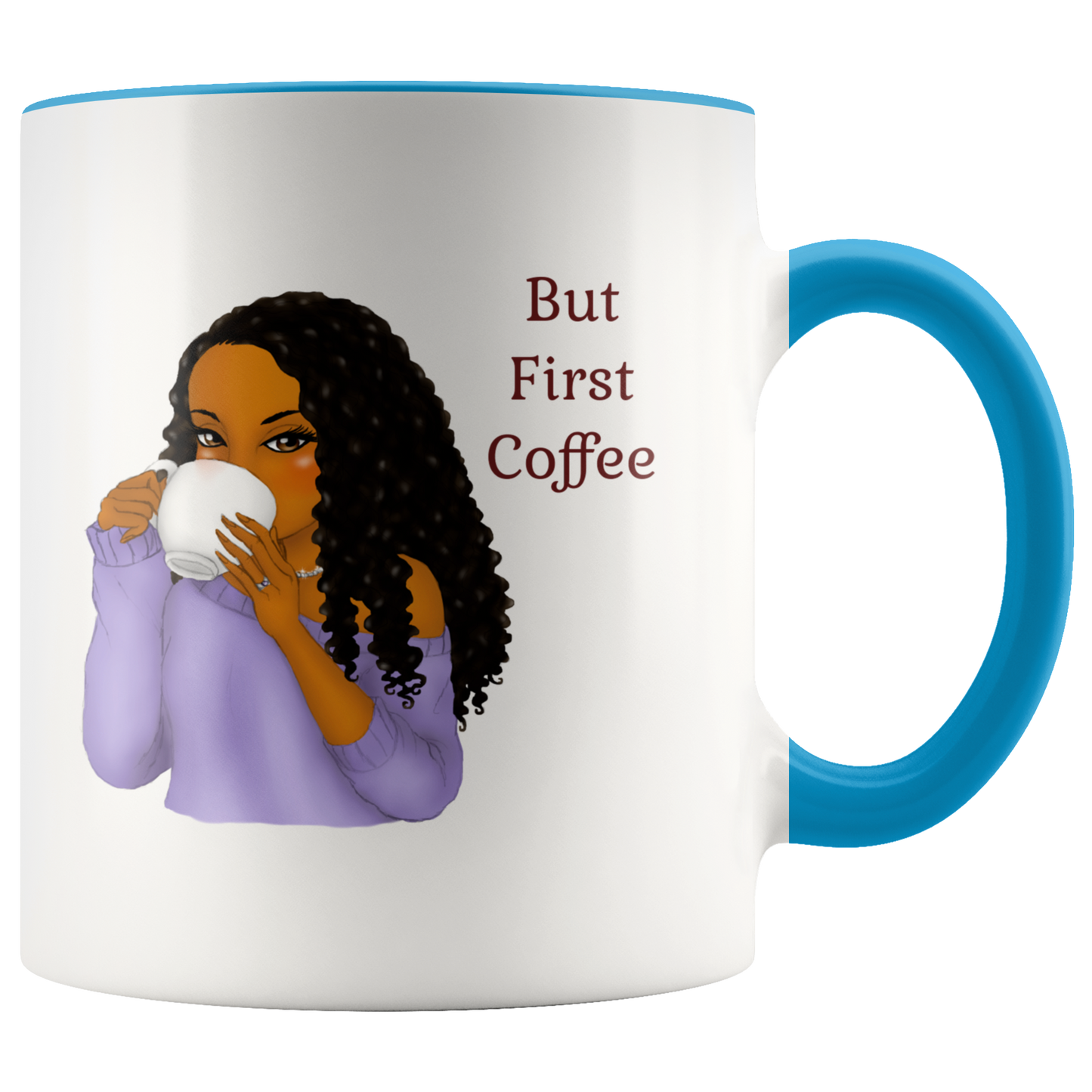 But First Coffee, Black Girl Mug, Custom Coffee Mug, Coffee Girl, Coffee Lover, Coffee Gift