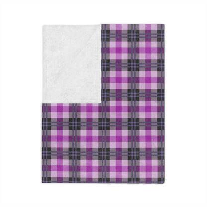Purple Plaid Throw Blanket, Fleece Blanket, Minky Blanket Adult, Velveteen, Cute Plush Blanket