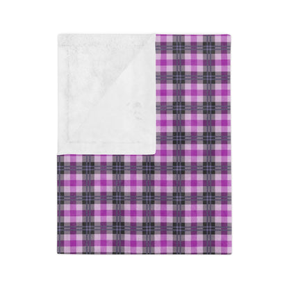 Purple Plaid Throw Blanket, Fleece Blanket, Minky Blanket Adult, Velveteen, Cute Plush Blanket