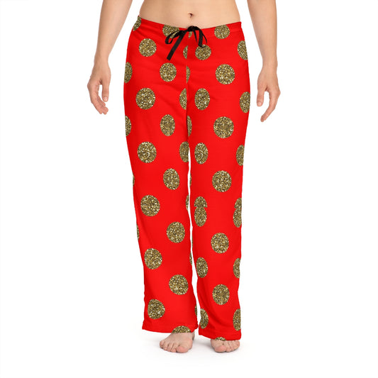 Women's Red Christmas Pajama Pants Loungewear, Cute Lounge Pants Holiday (AOP)