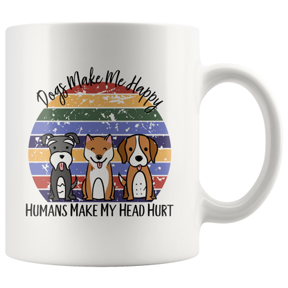Dogs Make Me Happy Coffee Mug Dog Lovers Owners Gift, Dog Coffee Cup Coffee Gift