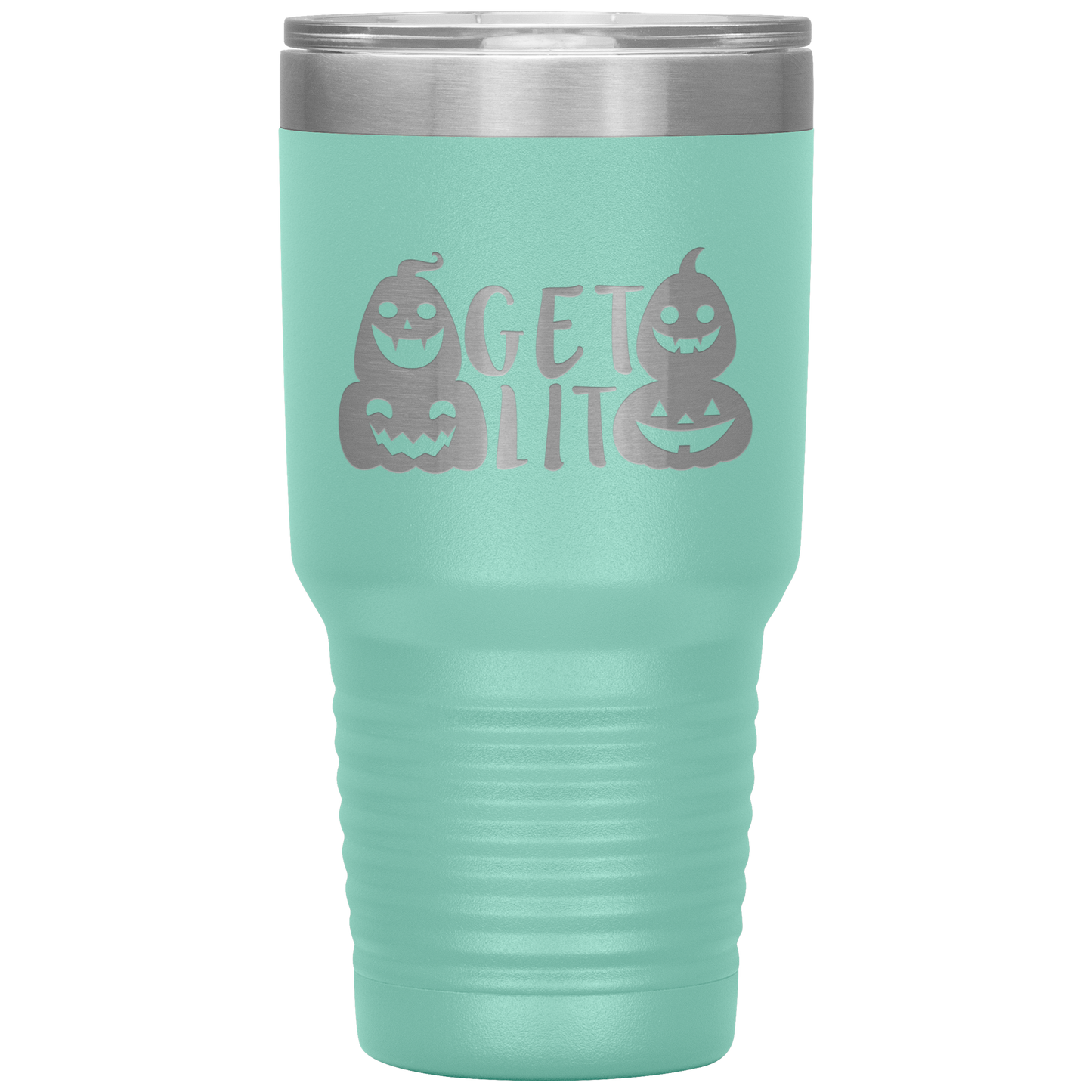 Halloween Tumbler Get Lit Pumpkin Face Funny Tumbler 30 oz Insulated Tumbler Mug Cup Gift