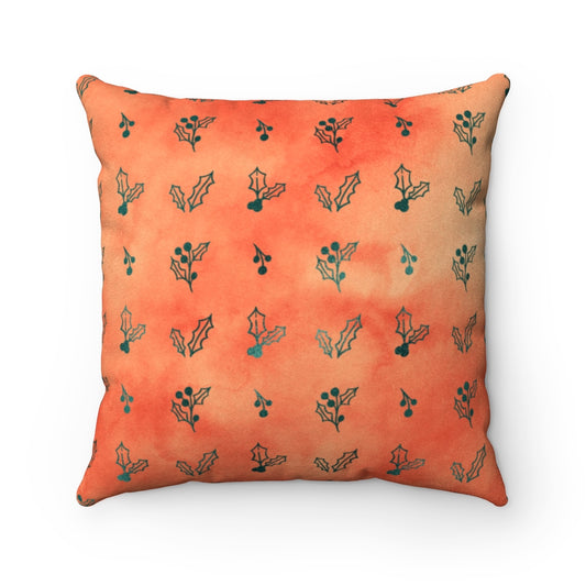 Fall Throw Pillow Faux Suede Christmas Holiday Print Fun Throw Pillow