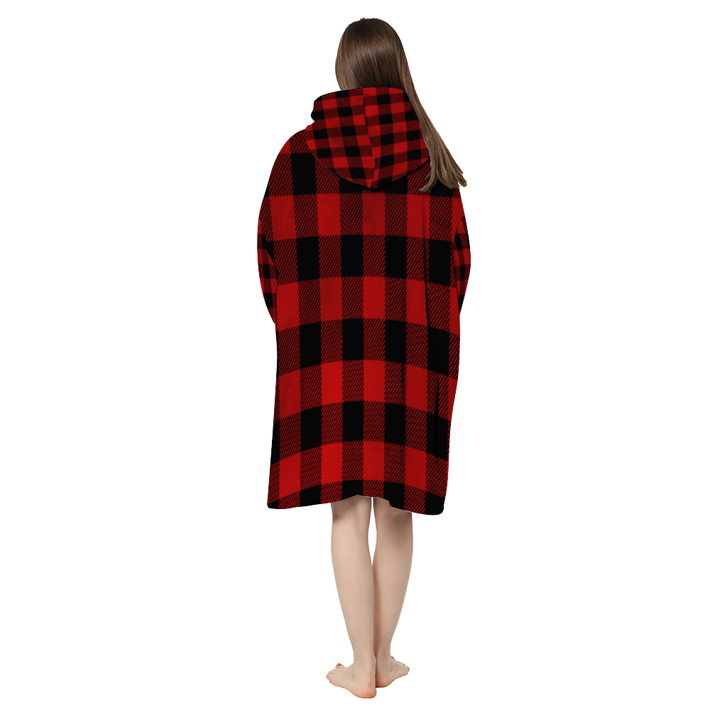 Adults' Hooded Lounger  All Over Print Pullover Long Hoodie Pajamas