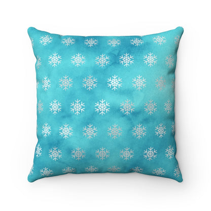 Faux Suede Blue Square Pillow Snowflake Christmas Holiday Accent Pillows
