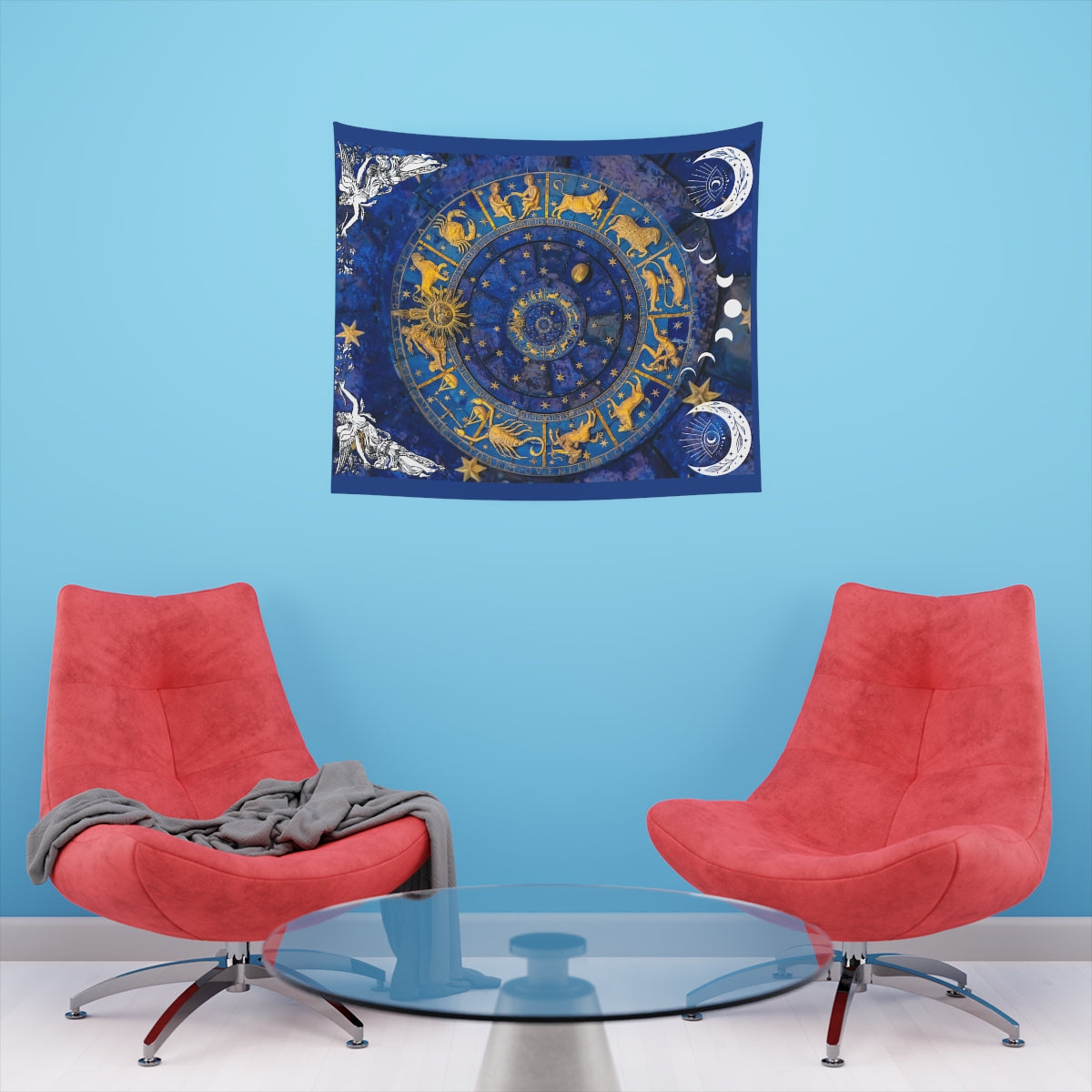 Celestial Wall Art, Moon  Zodiac Tapestry Aesthetic, Boho Cute Tapestry, Wall Hanging