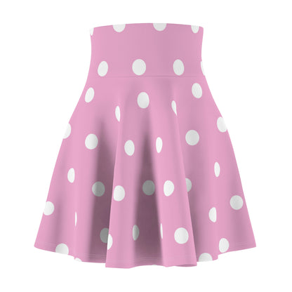 Women's Skater Skirt Pink Polka Dot, Cute High Waist Circle Skirt, Full A Line Skirt