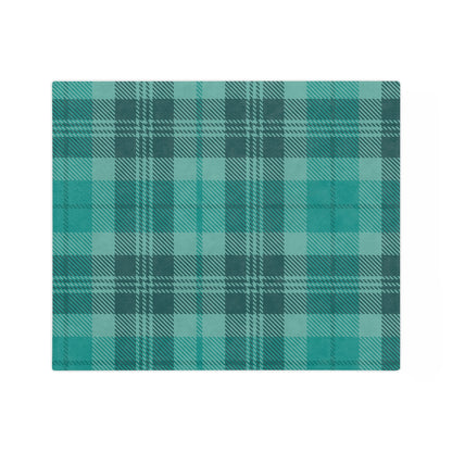 Green Plaid Throw Blanket, Check Fleece Blanket, Minky Blanket Adult, Velveteen, Cute Plush Blanket